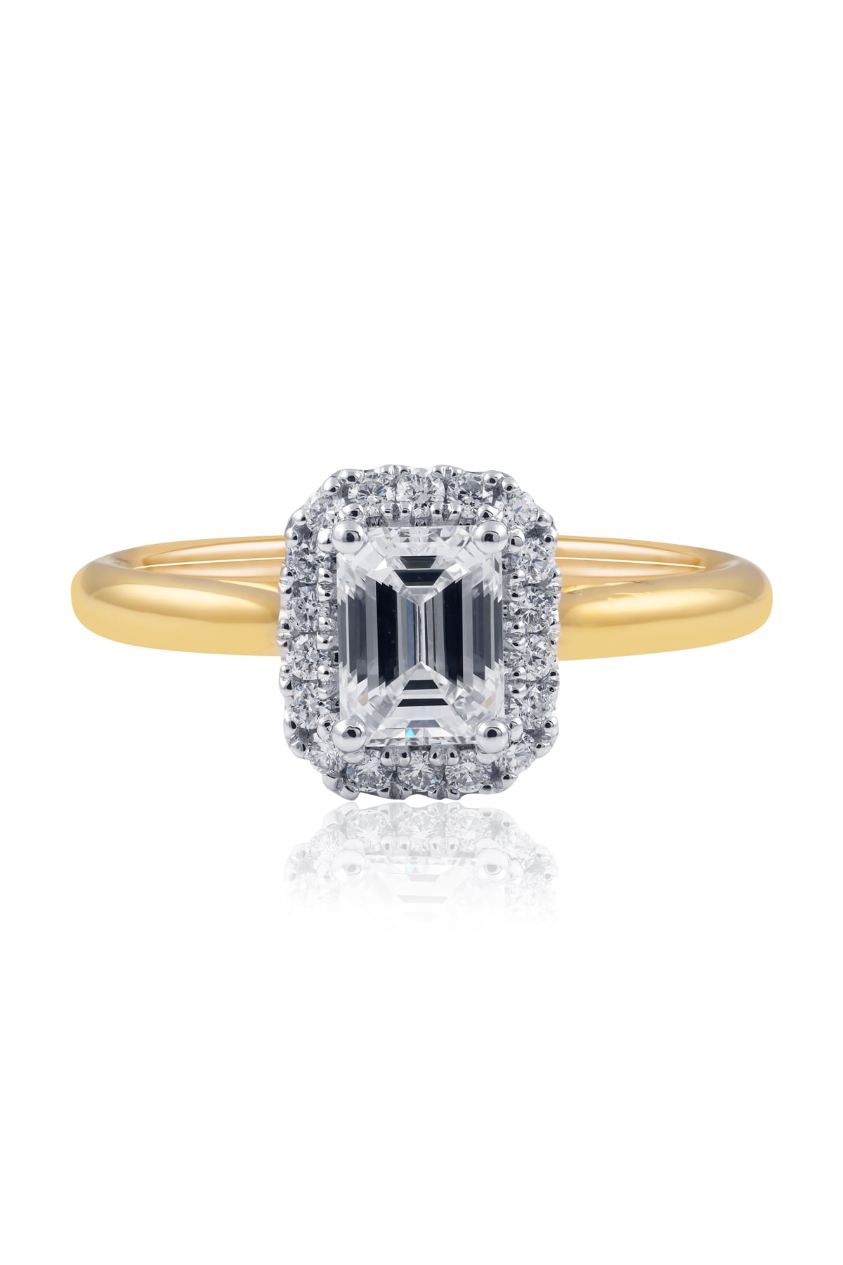 0.80 Carat Emerald Cut Diamond Halo Engagement Ring from LeGassick Jewellery, Gold Coast, Australia.