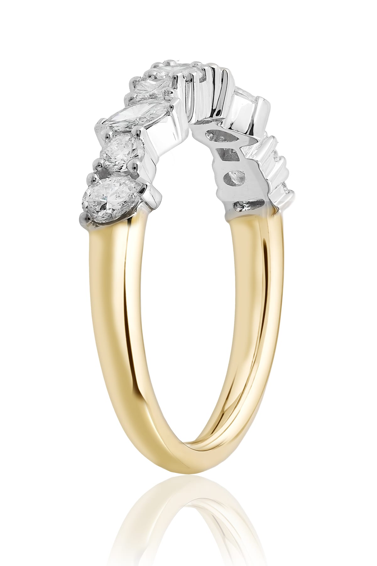 Mixed Fancy Cut Diamond Wedding Ring in Yellow & White Gold from LeGassick