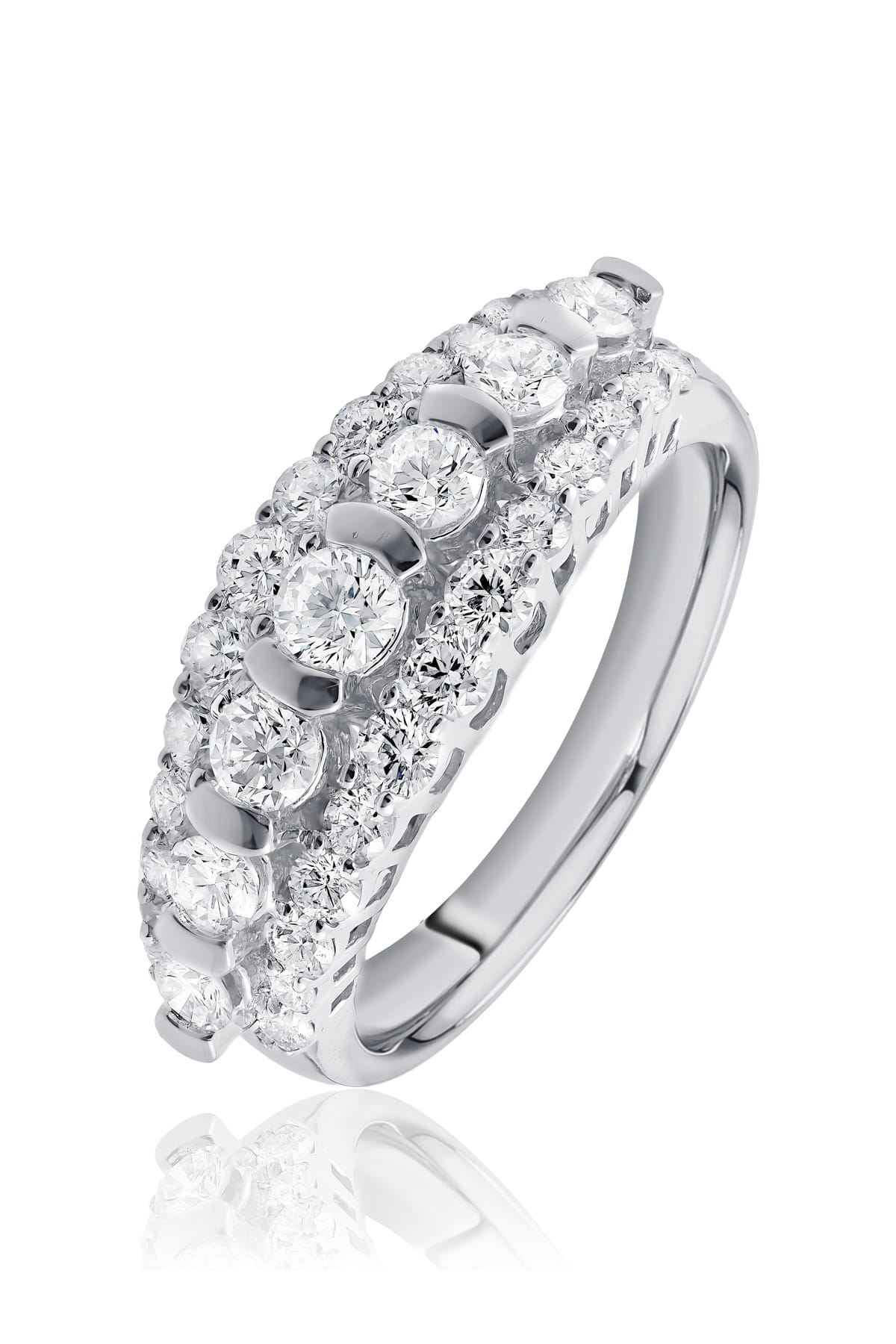 1.36ct Three Row Diamond Ring Set In White Gold available from LeGassick Fine Jewellery, Gold Coast, Australia.