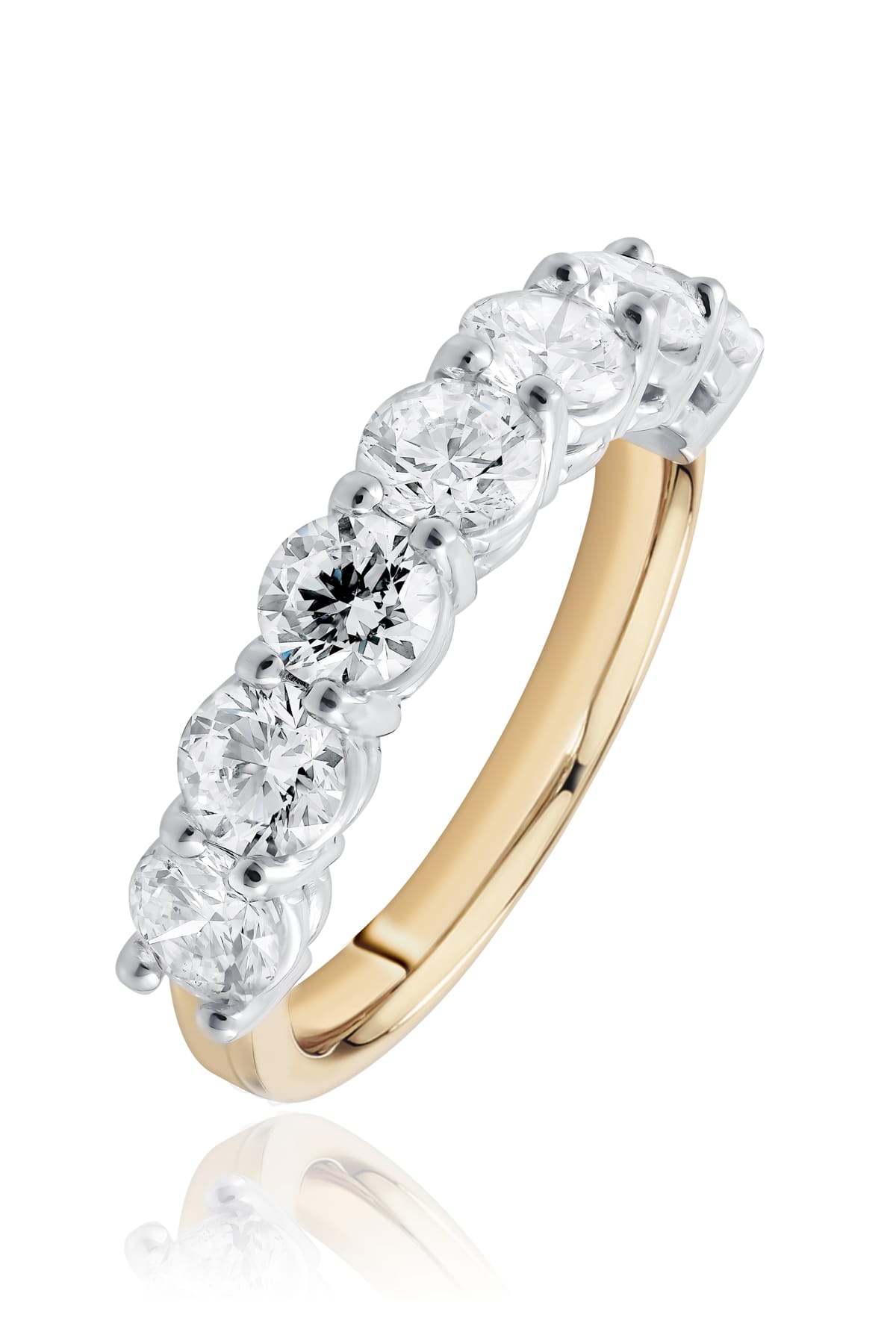Seven Stone Round Brilliant Cut Diamond Ring In Yellow & White 18ct Gold available from LeGassick Fine Jewellery, Gold Coast, Australia.
