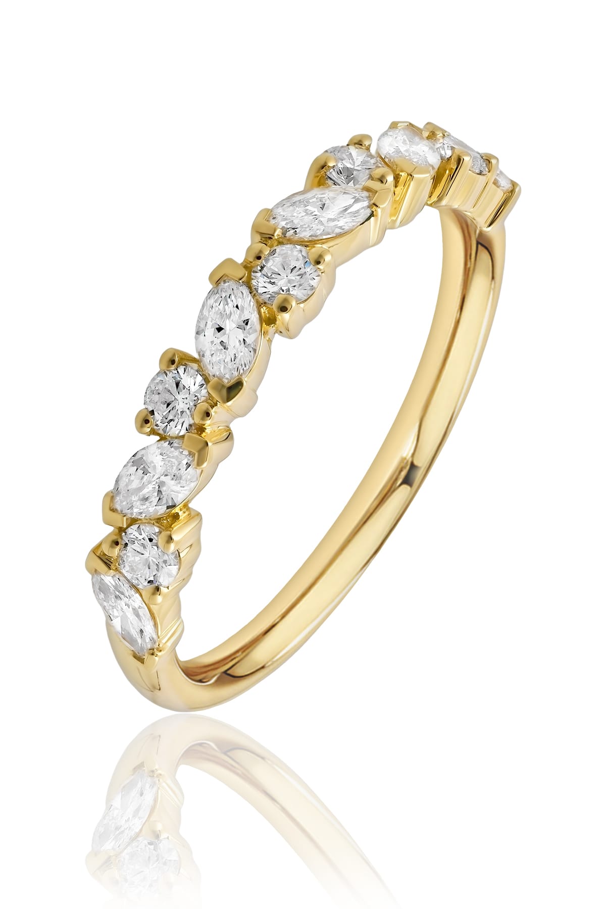 Marquise & Round Brilliant Diamond Ring In 18ct Yellow Gold from LeGassick