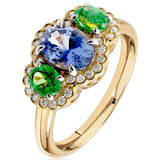 Sapphire, Tsavorite And Diamond Ring Set In 18ct Gold available from LeGassick Fine Jewellery, Gold Coast, Australia.