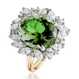 Oval Green Tourmaline And Diamond Ring Set In Yellow Gold available from LeGassick Fine Jewellery.