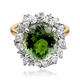 Oval Green Tourmaline And Diamond Ring Set In Yellow Gold available from LeGassick Fine Jewellery.