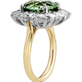 Oval Green Tourmaline And Diamond Ring Set In Yellow Gold available from LeGassick Fine Jewellery.