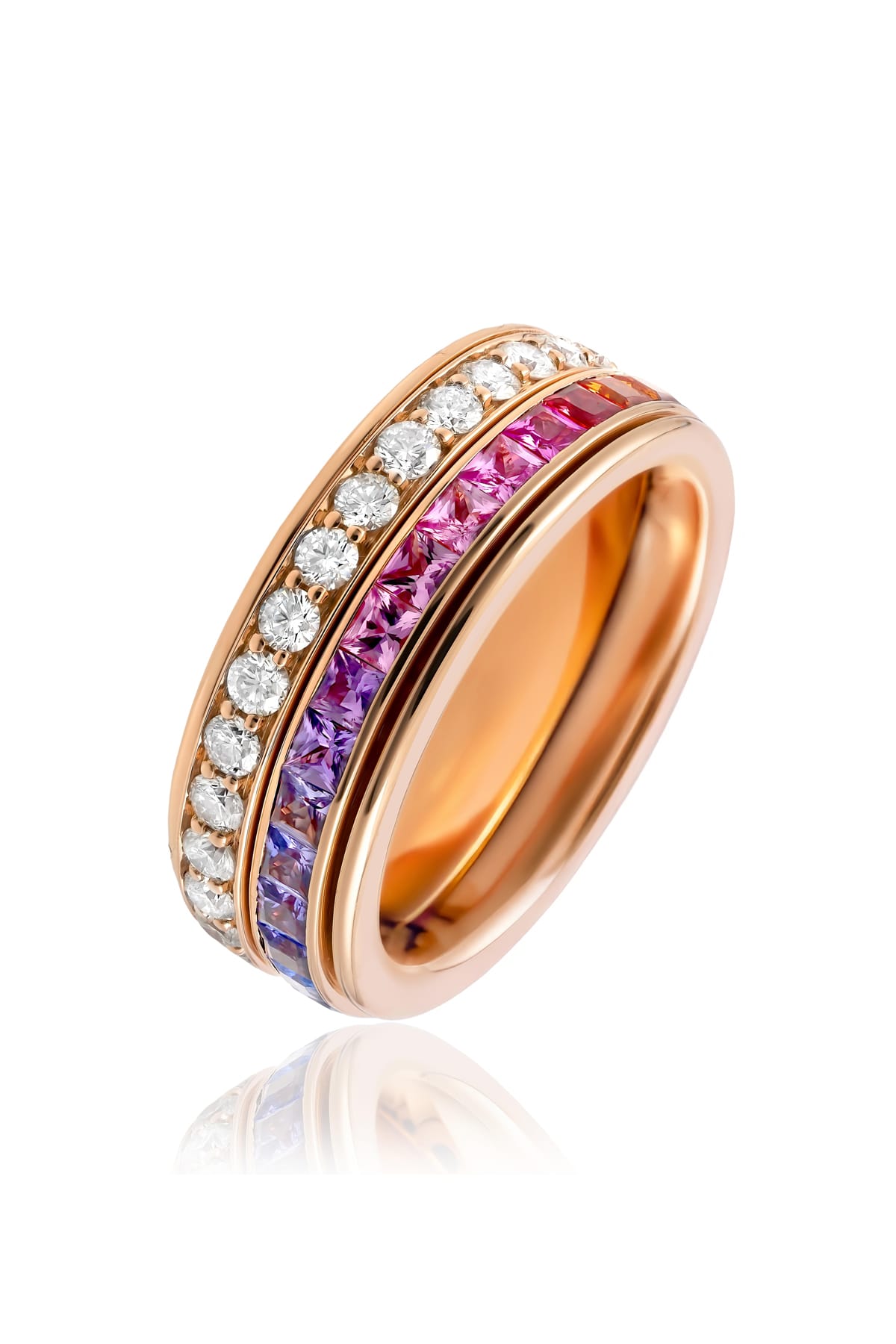 Rainbow Sapphire & Diamond Ring Set In 18ct Rose Gold from LeGassick Fine Jewellery Gold Coast, Australia.