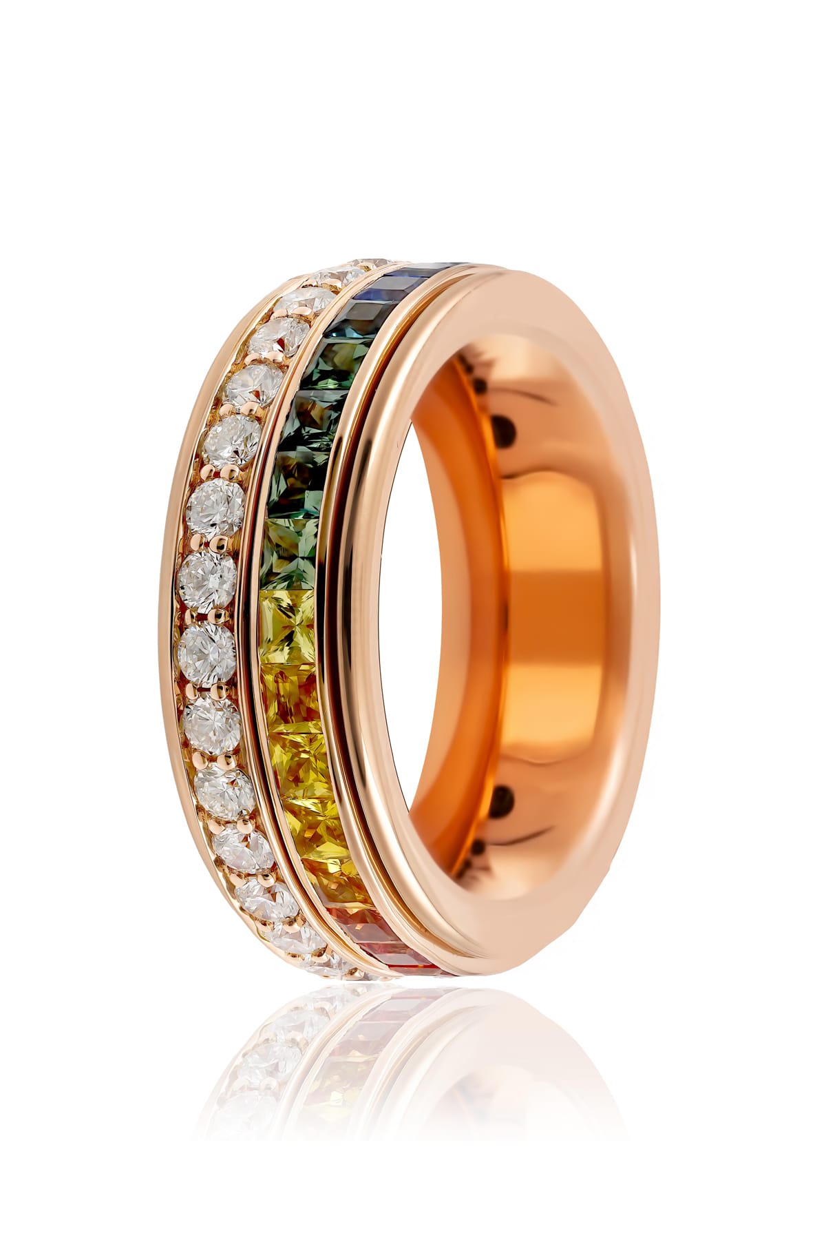 Rainbow Sapphire & Diamond Ring Set In 18ct Rose Gold from LeGassick Fine Jewellery Gold Coast, Australia.