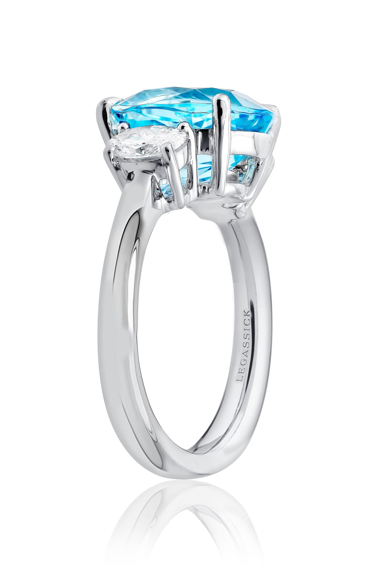Natural Aquamarine & Diamond Ring Set In 18ct White Gold available from LeGassick Fine Jewellery, Gold Coast, Australia.