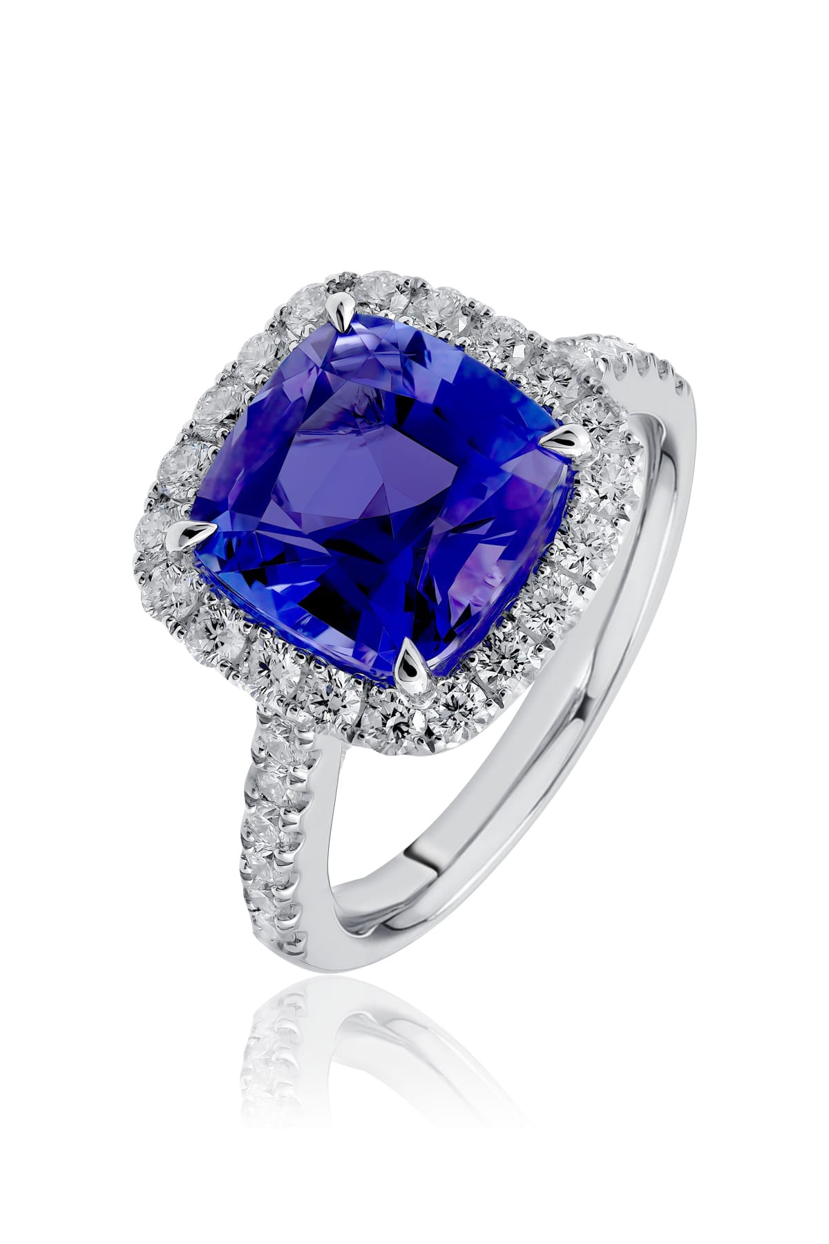 4.45ct Tanzanite And Diamond Ring Set in 18ct White Gold available from LeGassick Fine Jewellery, Gold Coast, Australia.