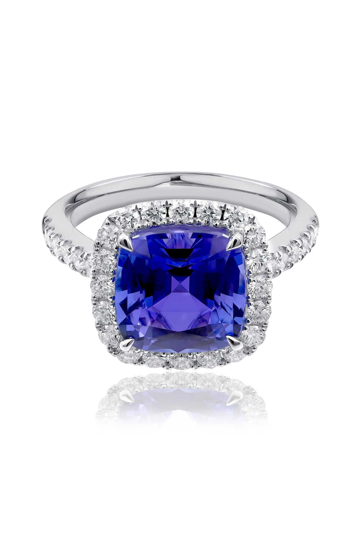 4.45ct Tanzanite And Diamond Ring Set in 18ct White Gold available from LeGassick Fine Jewellery, Gold Coast, Australia.
