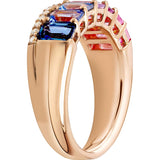Multicolour Sapphire And Diamond Ring Set In Rose Gold available from LeGassick Fine Jewellery.