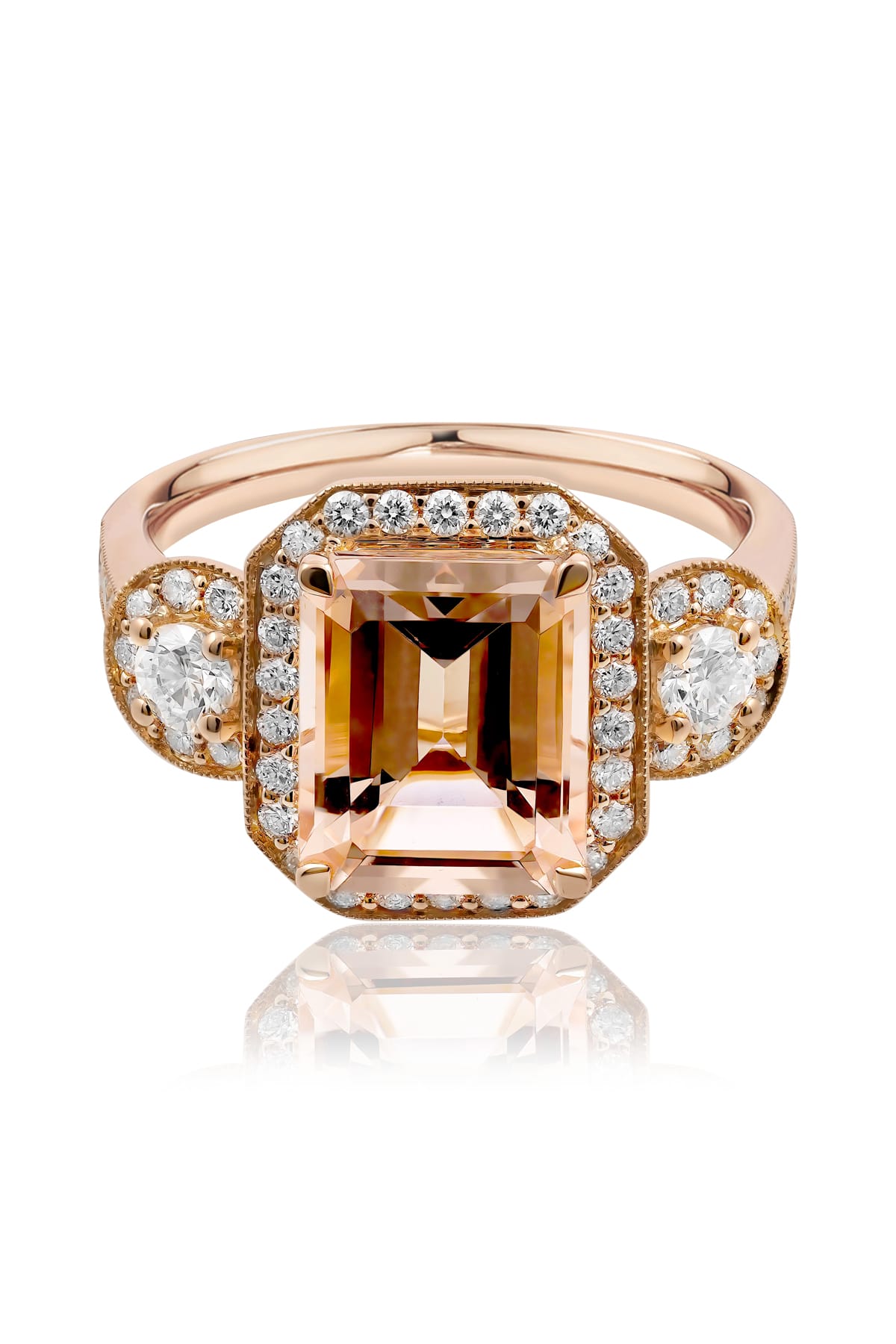 Classic Morganite and Diamond Ring Set In Rose Gold available from LeGassick Fine Jewellery, Gold Coast, Australia.