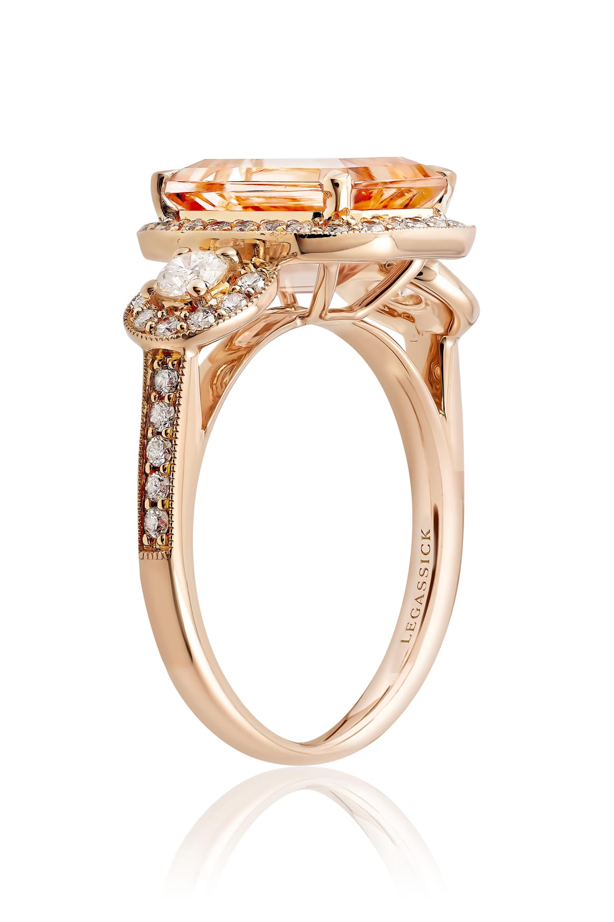 Classic Morganite and Diamond Ring Set In Rose Gold available from LeGassick Fine Jewellery, Gold Coast, Australia.