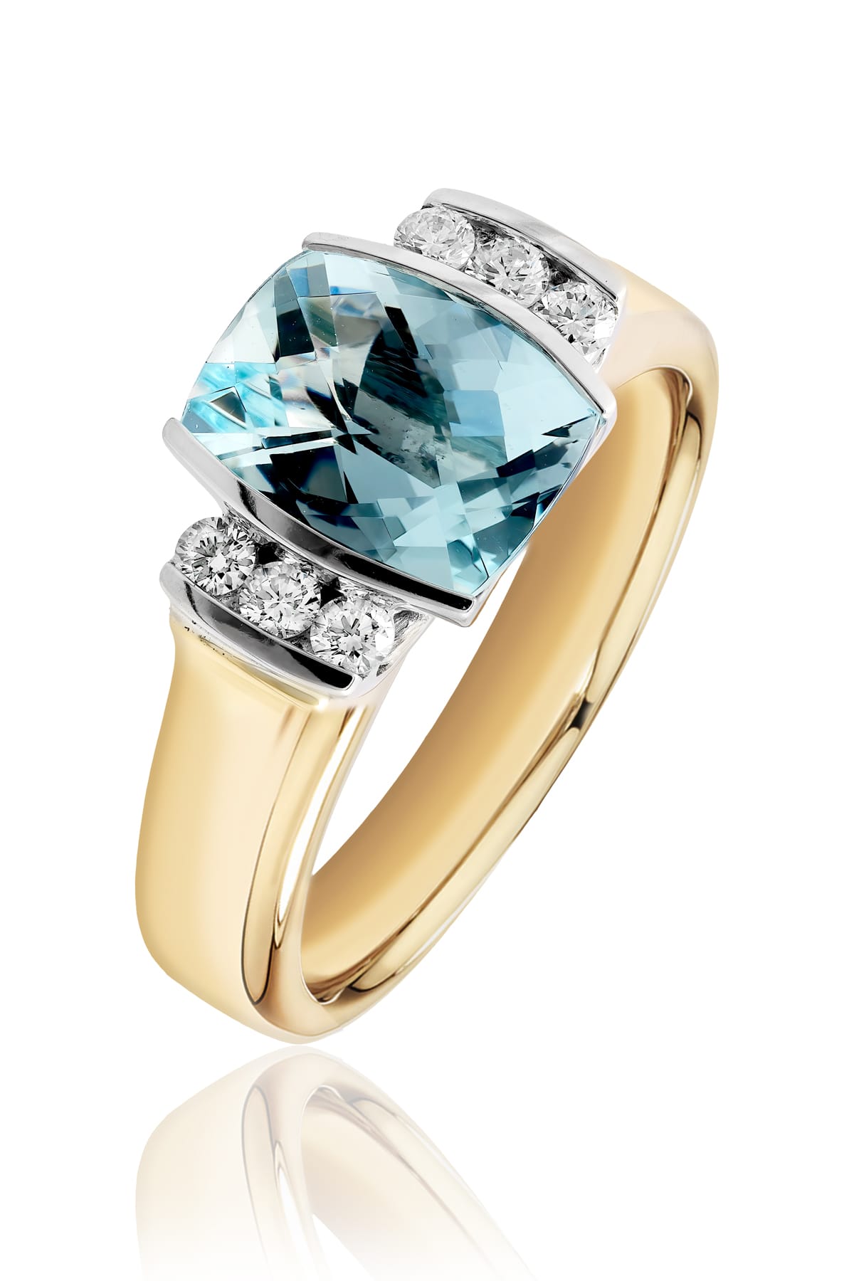 Aquamarine & Diamond Dress Ring in 9ct Two-Tone Gold from LeGassick.