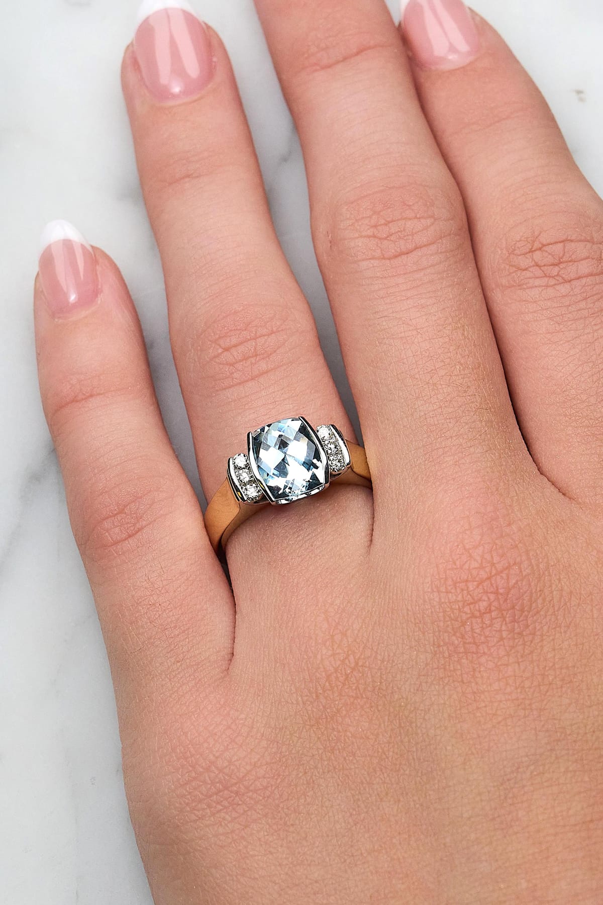 Aquamarine & Diamond Dress Ring in 9ct Two-Tone Gold from LeGassick.