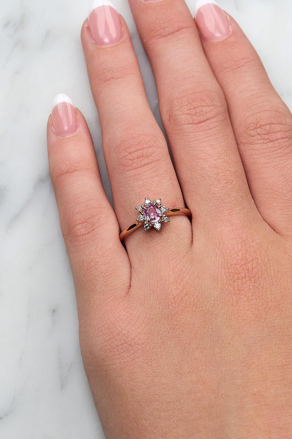 Pink Sapphire & Diamond Ring In Rose Gold from LeGassick.