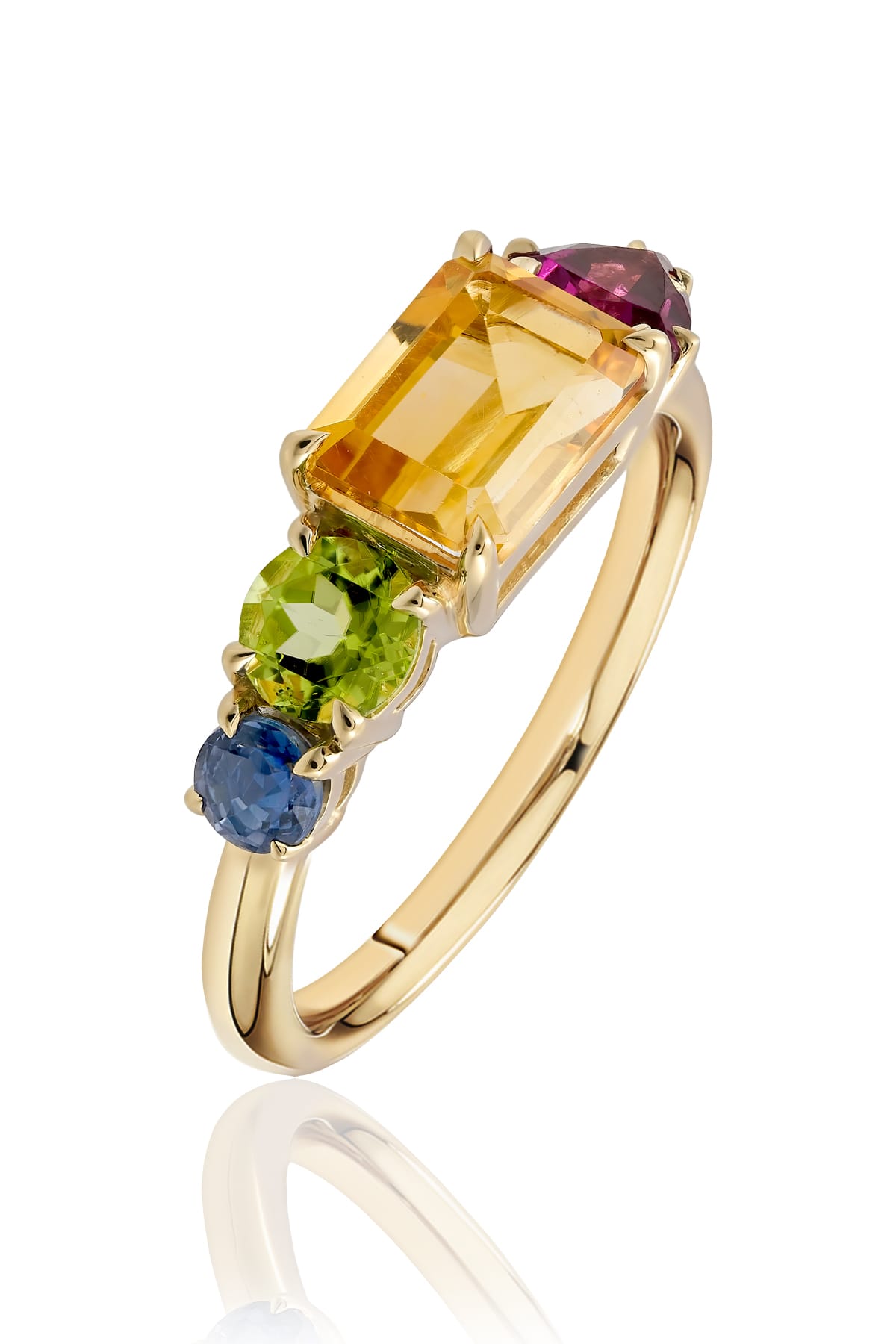 Radiant Multi-Gemstone Dress Ring in 9ct Yellow Gold from LeGassick.