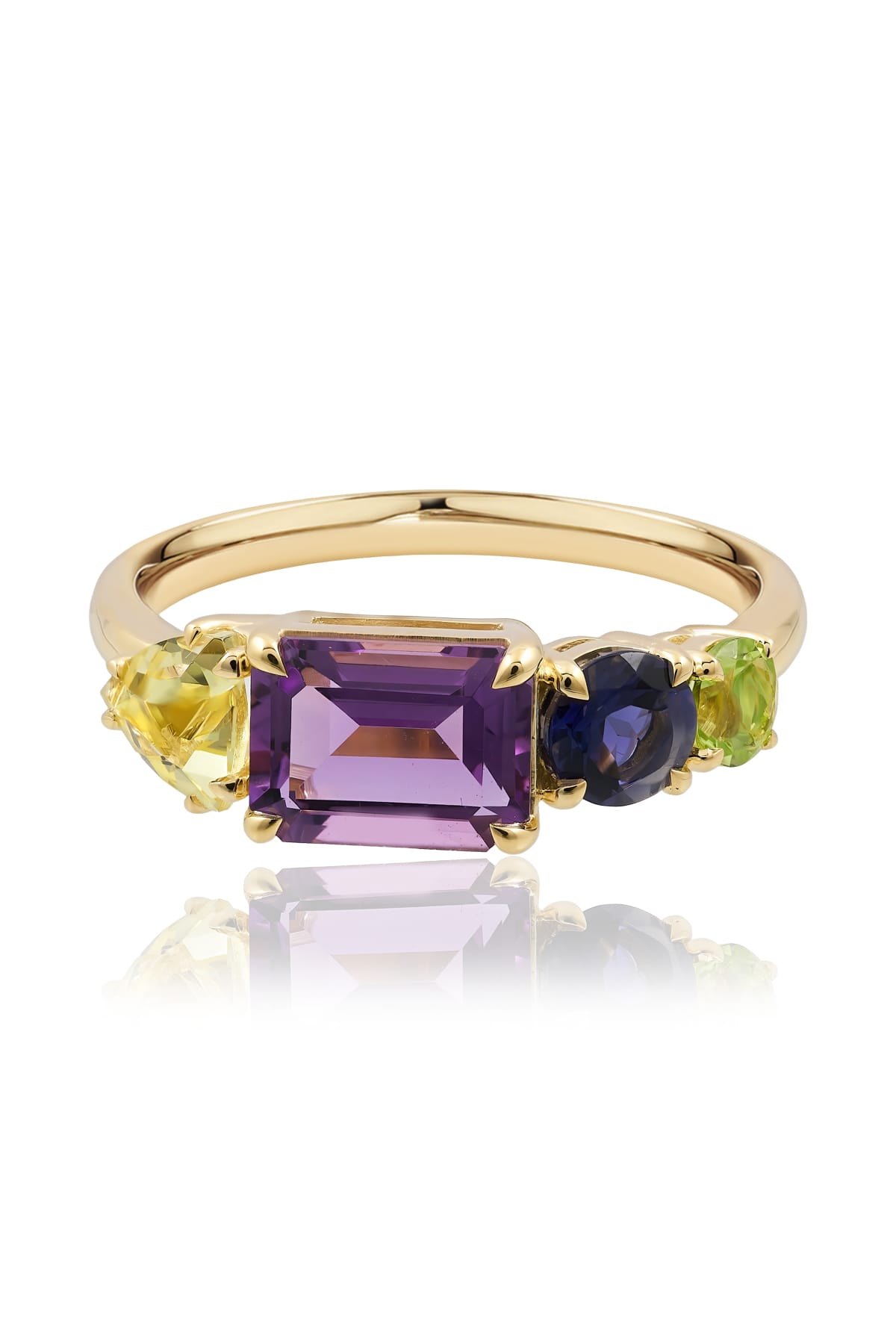 Vibrant Multi-Gemstone Dress Ring in 9ct Yellow Gold from LeGassick.