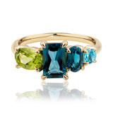London Blue Topaz, Peridot & Blue Topaz Dress Ring in 9ct Yellow Gold from LeGassick.