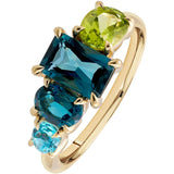 London Blue Topaz, Peridot & Blue Topaz Dress Ring in 9ct Yellow Gold from LeGassick.