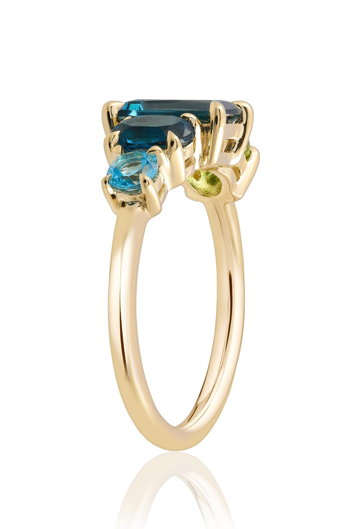 London Blue Topaz, Peridot & Blue Topaz Dress Ring in 9ct Yellow Gold from LeGassick.