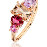 Multi Gemstone Dress Ring In Rose Gold from LeGassick.