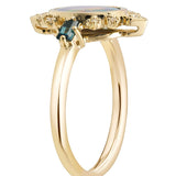 Opal, London Blue Topaz & Diamond Dress Ring in 9ct Yellow Gold from LeGassick.