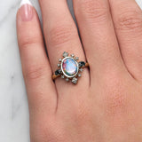 Opal, London Blue Topaz & Diamond Dress Ring in 9ct Yellow Gold from LeGassick.