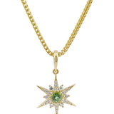 Mint Tourmaline & Diamond Star Pendant in 9ct Yellow Gold from LeGassick