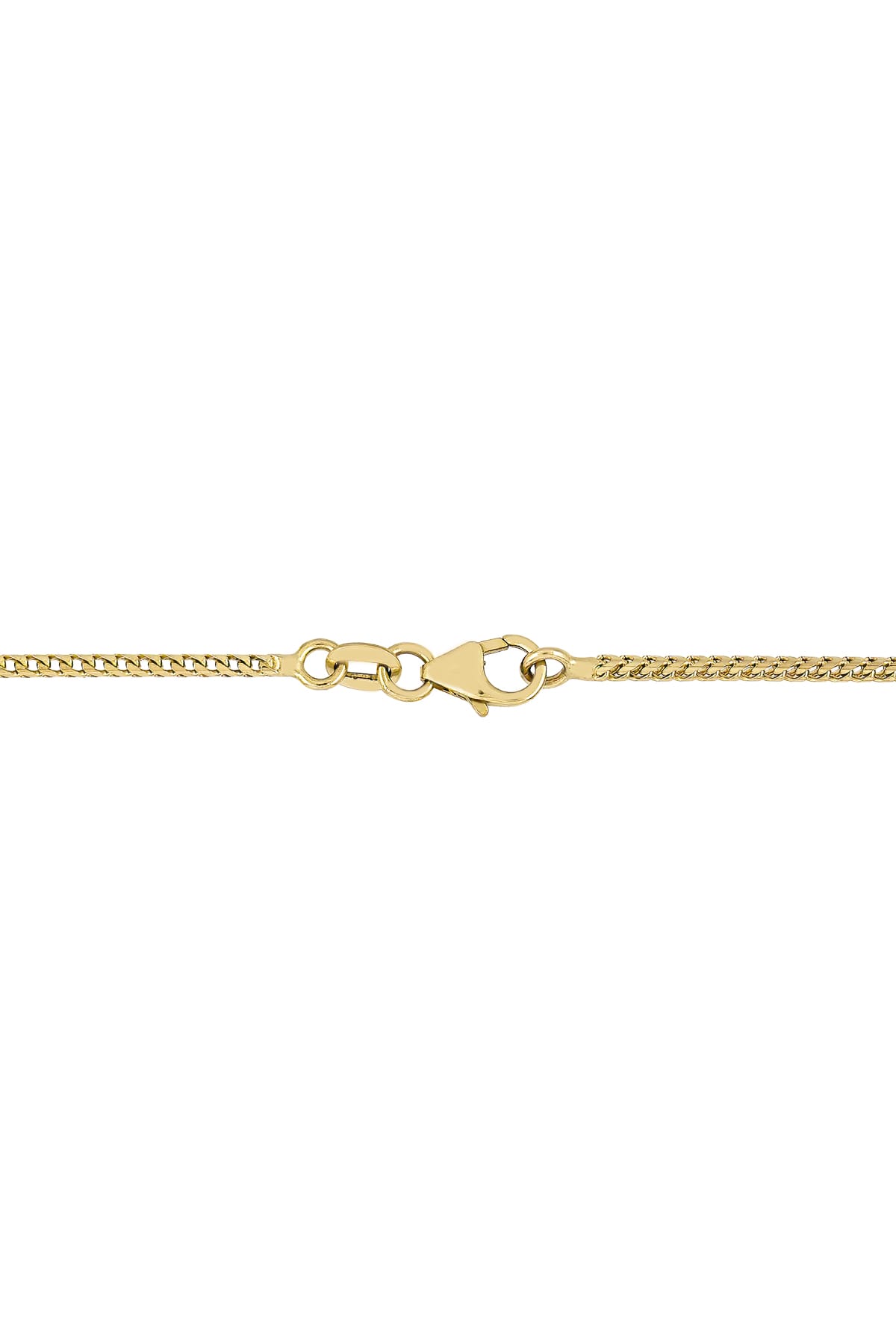 Gold chain necklace on a white background