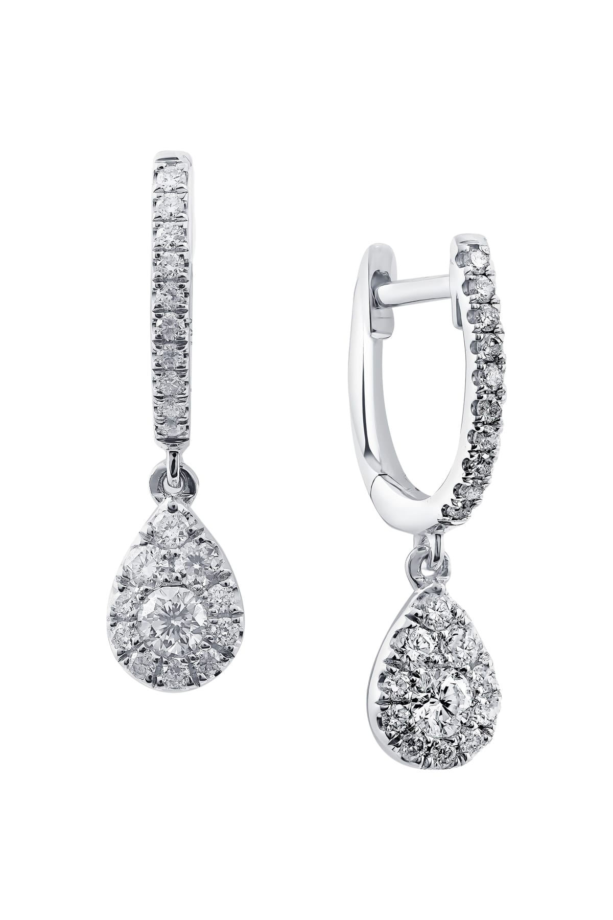 Diamond Set Drop Huggie Style Earrings In 18ct White Gold available from LeGassick Fine Jewellery, Gold Coast, Australia.