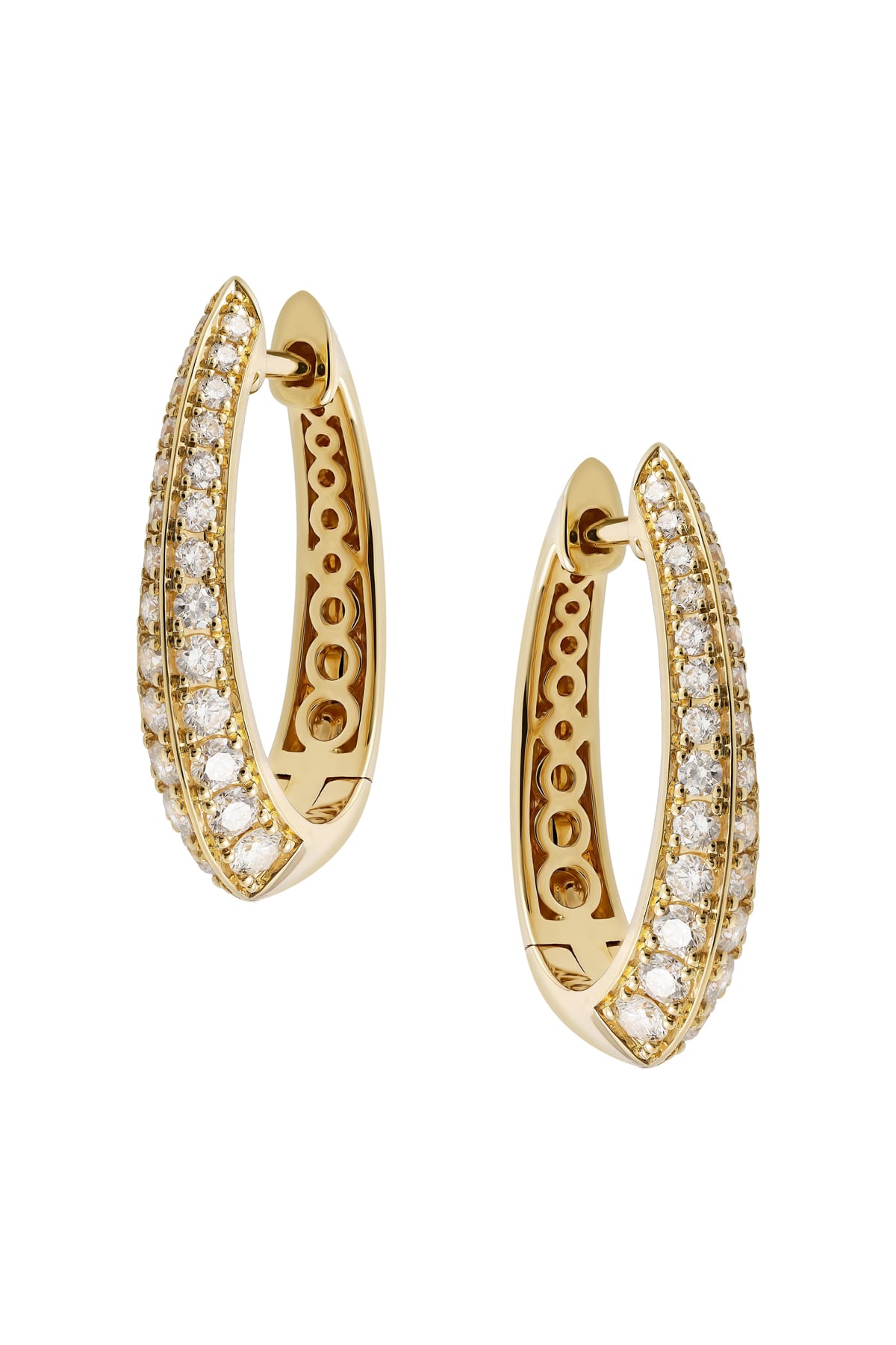 Diamond Set Oval Style Huggie Earrings In Yellow Gold available from LeGassick Fine Jewellery, Gold Coast, Australia.