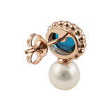 Freshwater Pearl & Lapis Drop Stud Earrings in 9ct Rose Gold from LeGassick