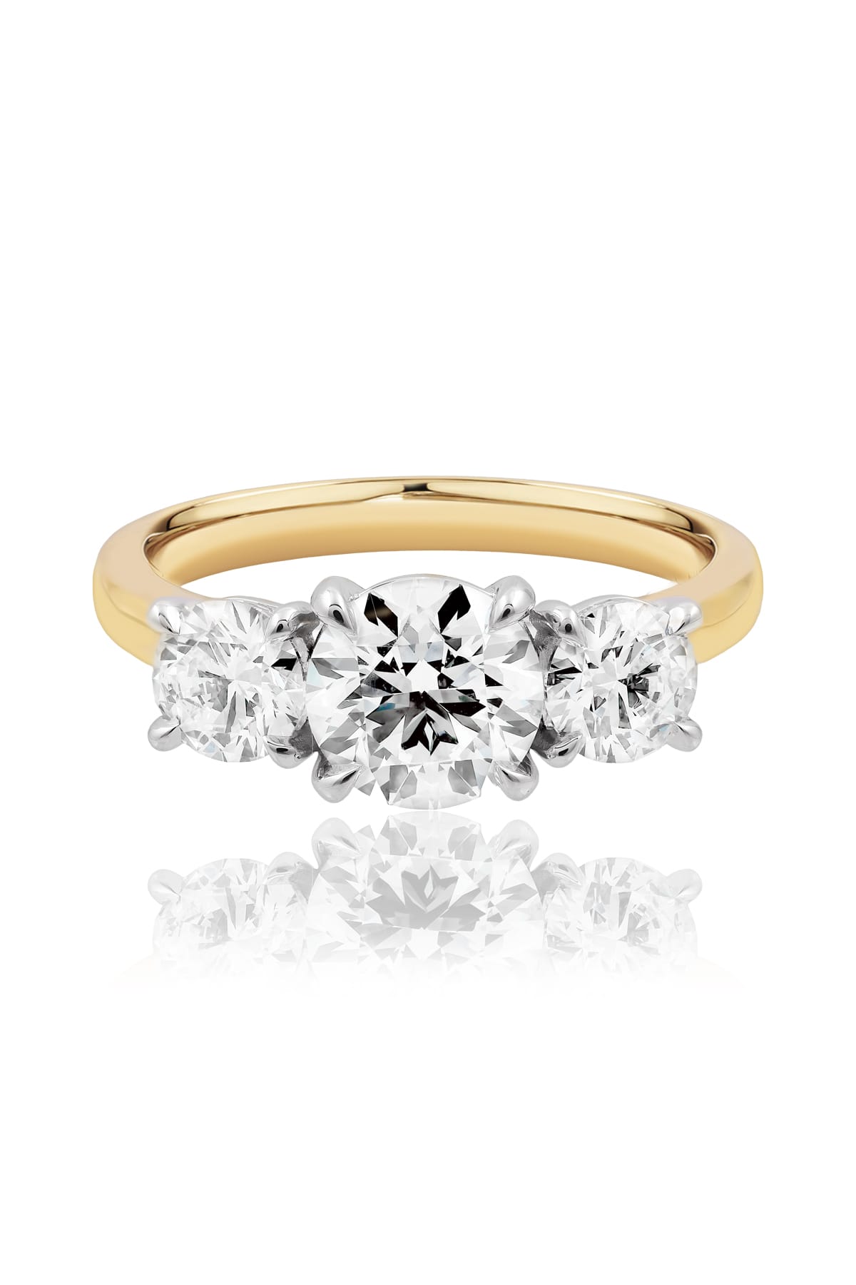 Alicia... 3.5 Carat Lab-Grown Diamond Set Trilogy Ring In 18ct Two-Tone from The Madison Collection.