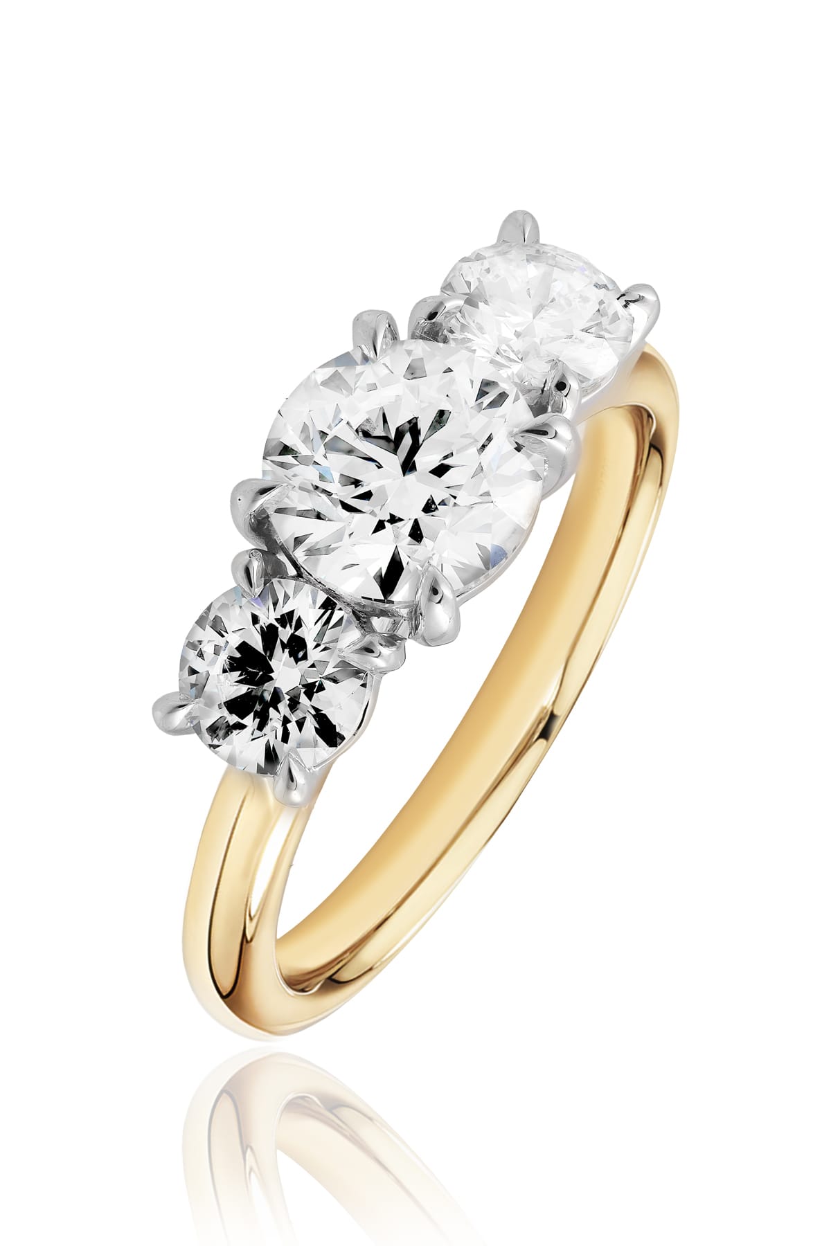Alicia... 3.5 Carat Lab-Grown Diamond Set Trilogy Ring In 18ct Two-Tone from The Madison Collection.