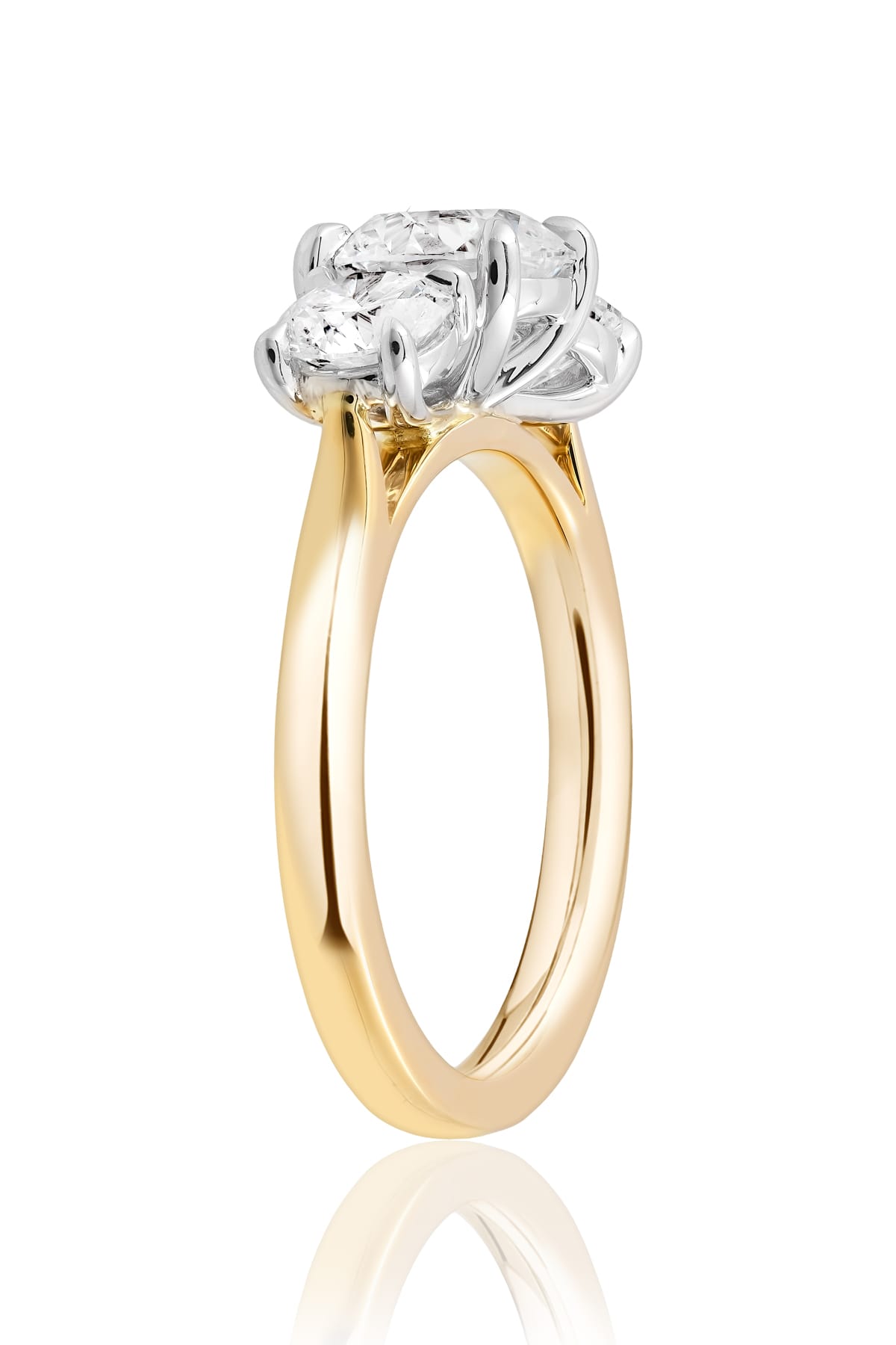 Alicia... 3.5 Carat Lab-Grown Diamond Set Trilogy Ring In 18ct Two-Tone from The Madison Collection.