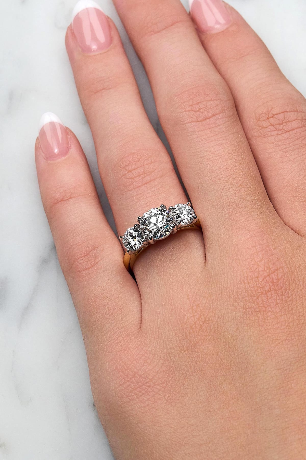 Alicia... 3.5 Carat Lab-Grown Diamond Set Trilogy Ring In 18ct Two-Tone from The Madison Collection.