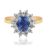 1.91 Carat Oval Ceylon Sapphire & Diamond Cluster Ring from LeGassick Jewellery.