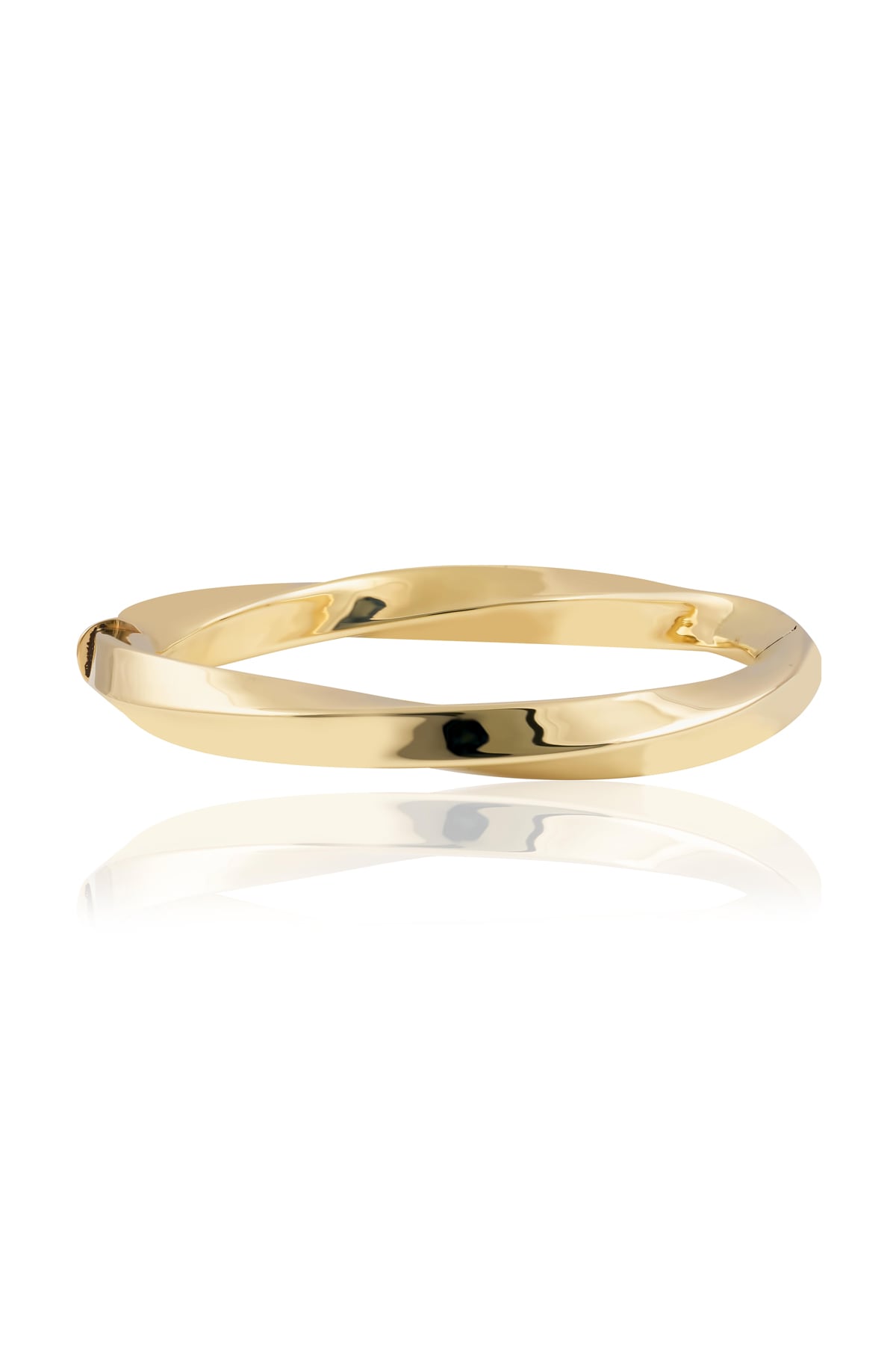 Fancy Twisted Italian Hinged Bangle In 14 Carat Yellow Gold from LeGassick Jewellery, Gold Coast, Australia.