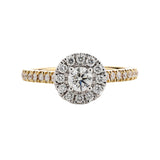 18 Carat Gold With 0.40 Carat Round Diamond Halo Engagement Ring available at LeGassick Diamonds and Jewellery Gold Coast, Australia.