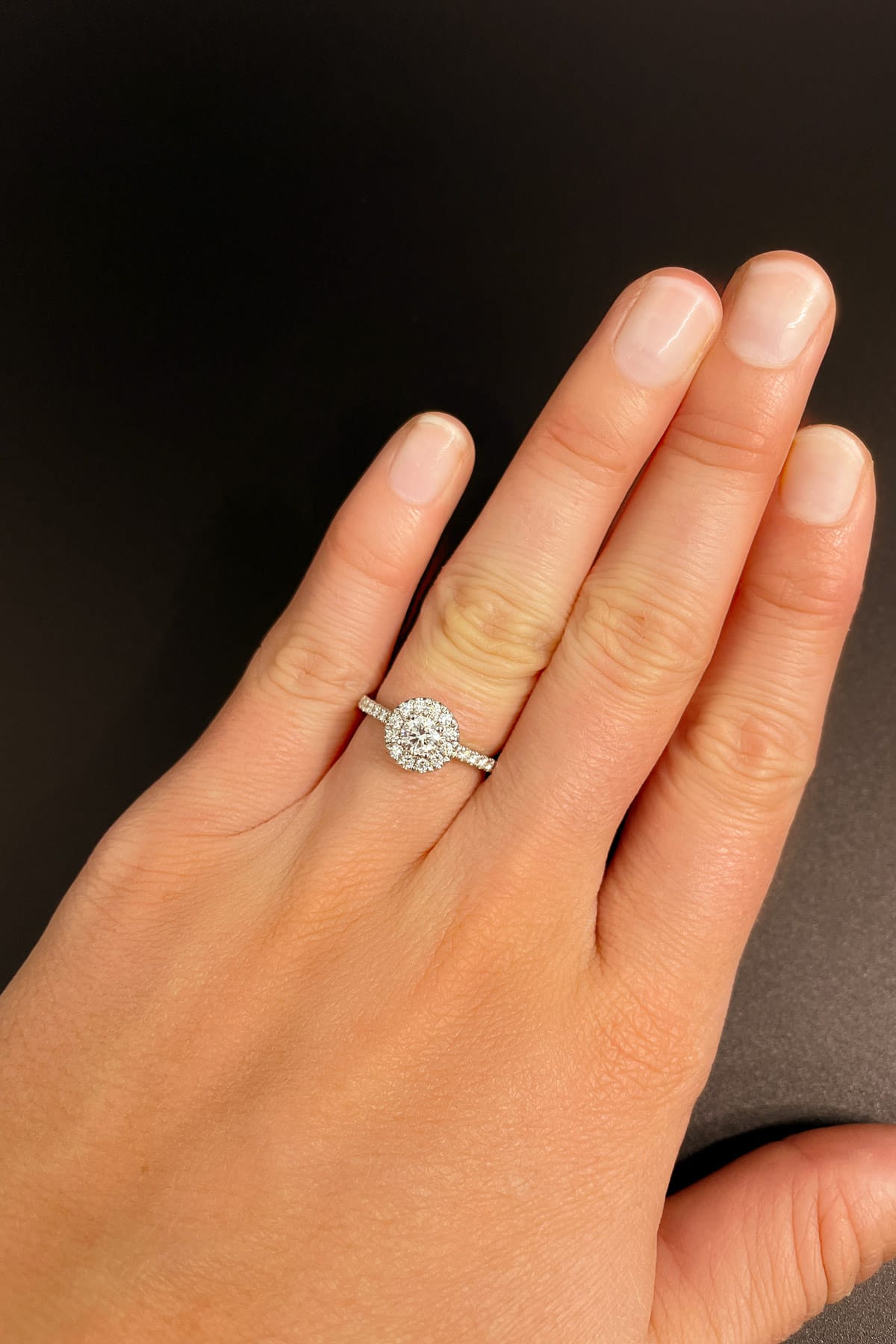 18 Carat Gold With 0.40 Carat Round Diamond Halo Engagement Ring available at LeGassick Diamonds and Jewellery Gold Coast, Australia.