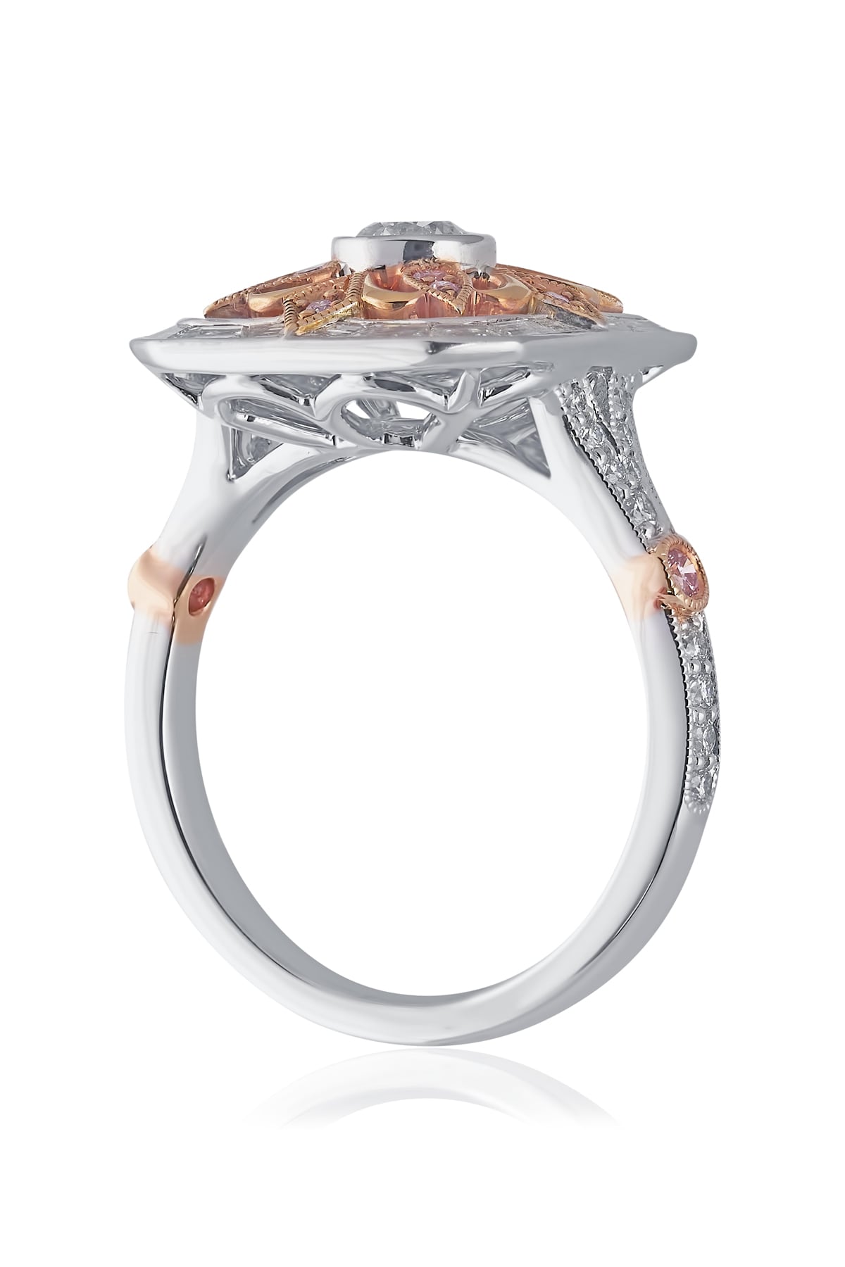 Diamond Ring with Pink Argyle Diamonds Set In 18ct White Gold & Rose Gold from LeGassick Jewellery, Gold Coast, Australia.