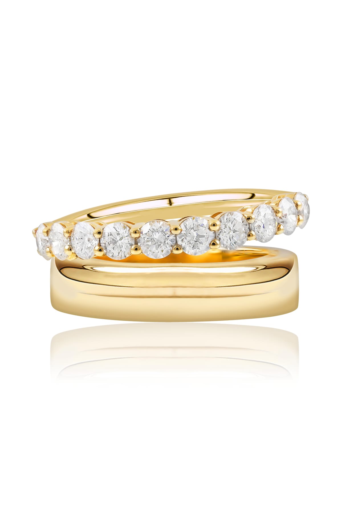 Diamond Set Split Ring In 18 Carat Yellow Gold available from LeGassick Fine Jewellery, Gold Coast, Australia. Showrooms at Pacific Fair and Runaway Bay Centre.
