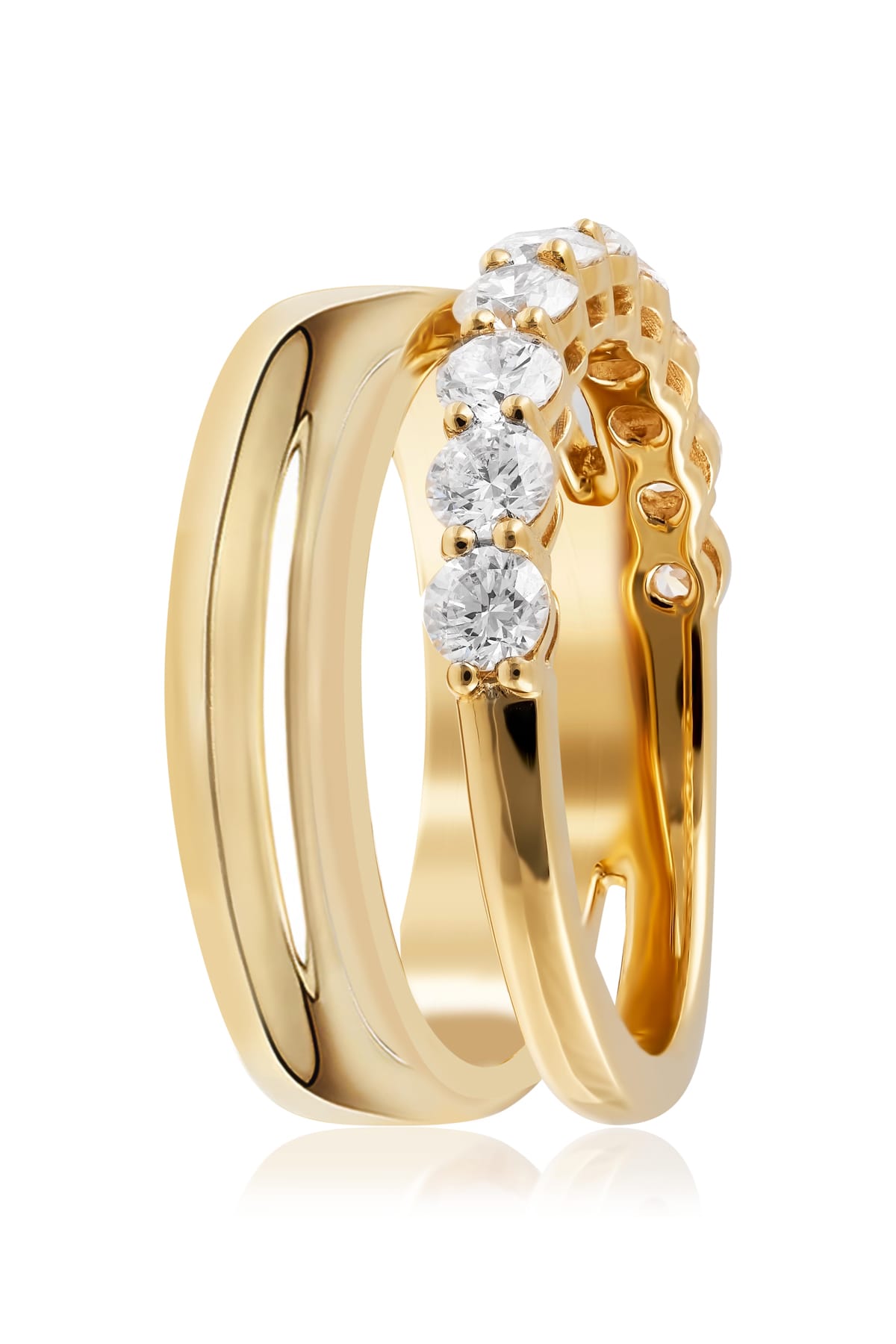 Diamond Set Split Ring In 18 Carat Yellow Gold available from LeGassick Fine Jewellery, Gold Coast, Australia. Showrooms at Pacific Fair and Runaway Bay Centre.