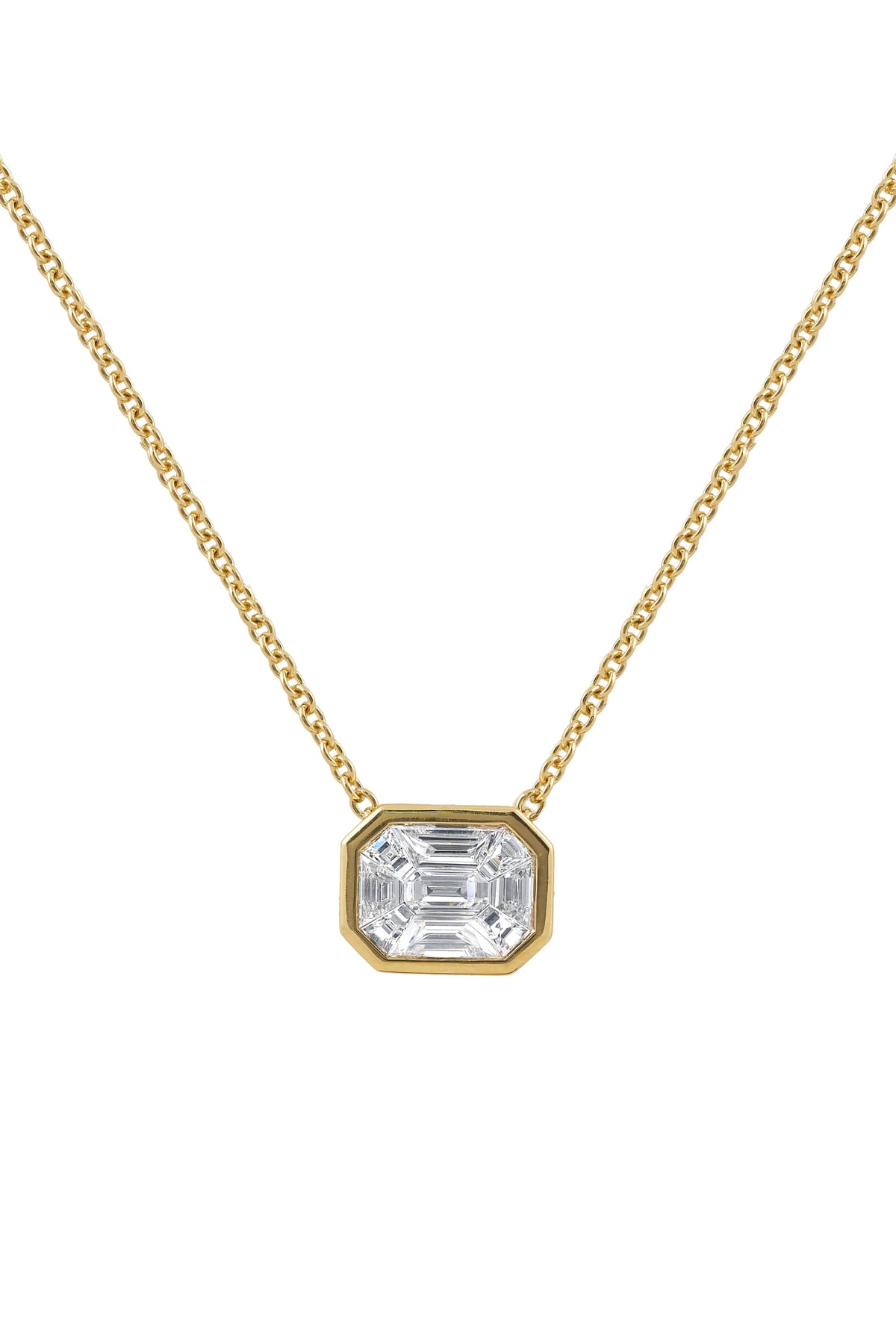 18ct Yellow Gold Magic Emerald Cut Diamond Set Slider Pendant with Chain from LeGassick Fine Jewellery Gold Coast, Australia.
