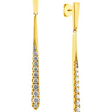 18 Carat Yellow Gold Long Drop Diamond Stud Earrings from LeGassick Fine Jewellery, Gold Coast, Australia.