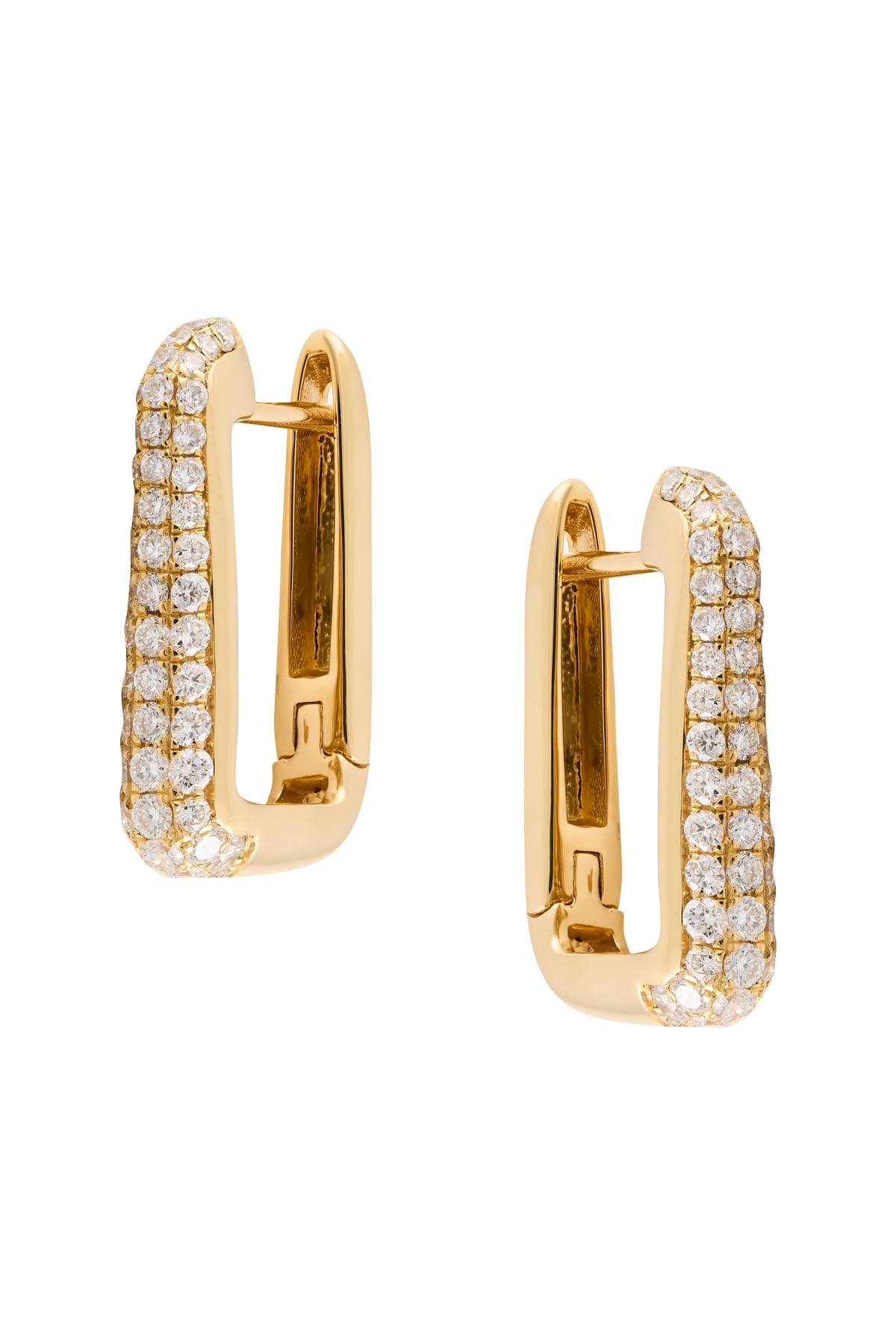 18 Carat Yellow Gold Pave Diamond Square Huggie Earrings from LeGassick Fine Jewellery, Gold Coast, Australia.