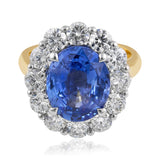 6.38 Carat Natural Ceylon Sapphire And Diamond Ring from LeGassick Jewellery.