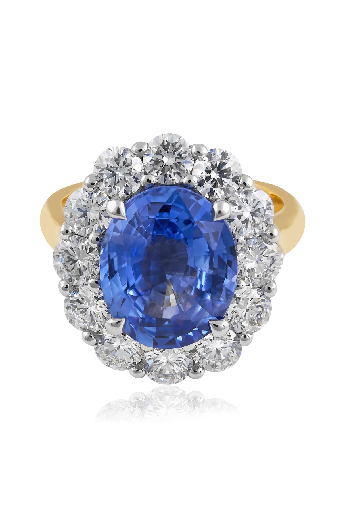 6.38 Carat Natural Ceylon Sapphire And Diamond Ring from LeGassick Jewellery.
