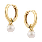 Yellow Gold Plain Huggie Earrings with Pearl Drop from LeGassick Jewellery, Gold Coast, Australia.